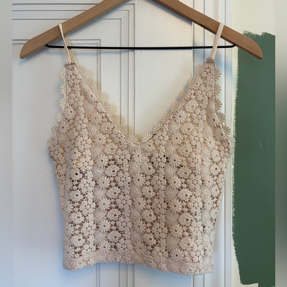 H&M Crochet Knit Crop Top Tank Sz Medium